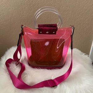 ❗️ 3/$12 ❗️ Pink snake print clear handbag